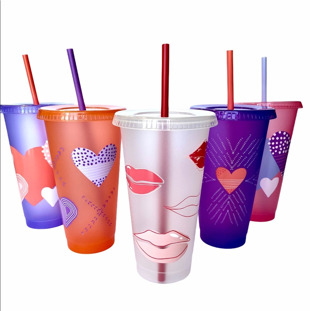 Starbucks Hearts & Kisses Reusable Cold Cups Set